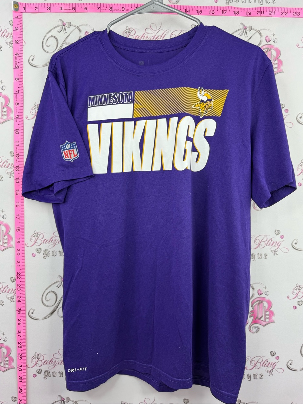 Nike on field dri fit Purple Minnesota Vikings NFL Tee with Yellow & White Logo